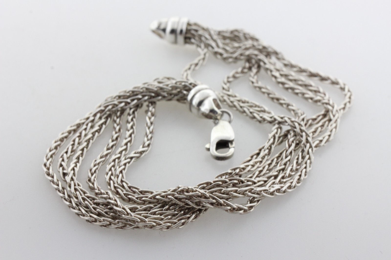 HW Burdick Co Sterling Silver 925 Multi Strand Spiga Wheat Chain Bracelet – 8.5″