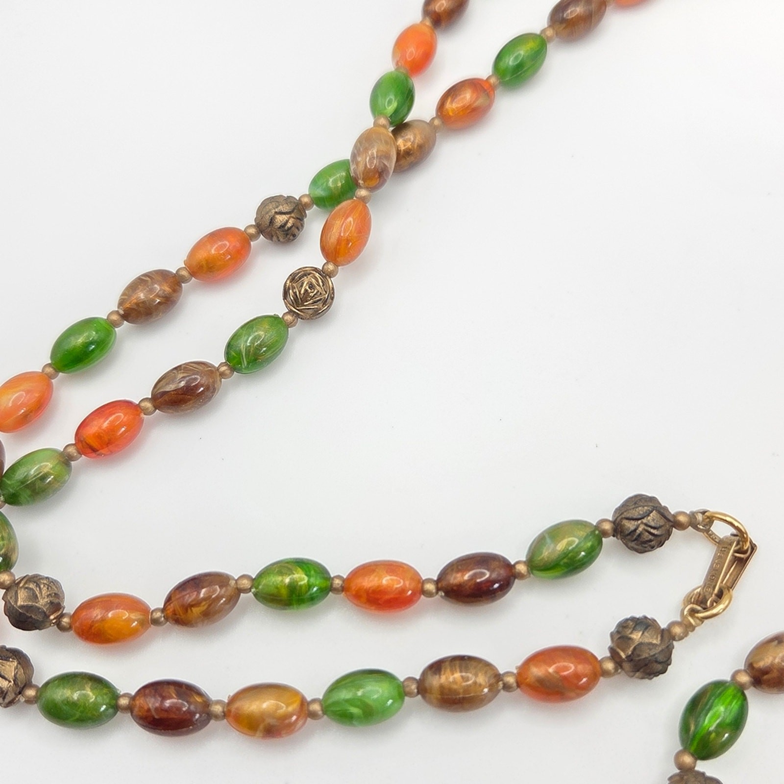 Vintage Hong Kong Multi-Color Plastic Bead Necklace – Retro Swirl Mod Style