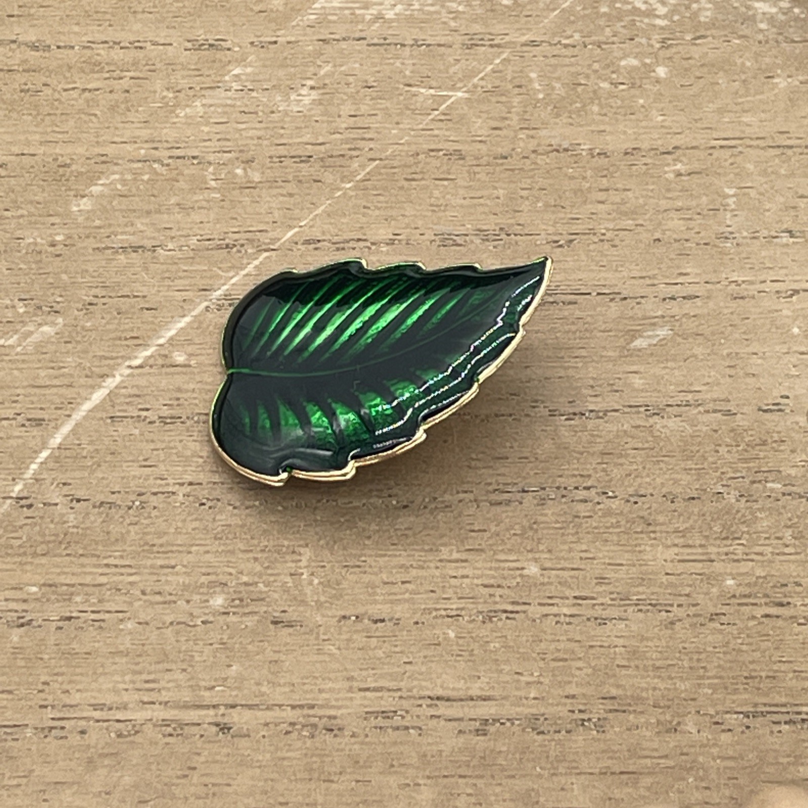 Vintage Dark Green Leaf Shaped Earrings With Clip-On Closure & Gold Colored Back