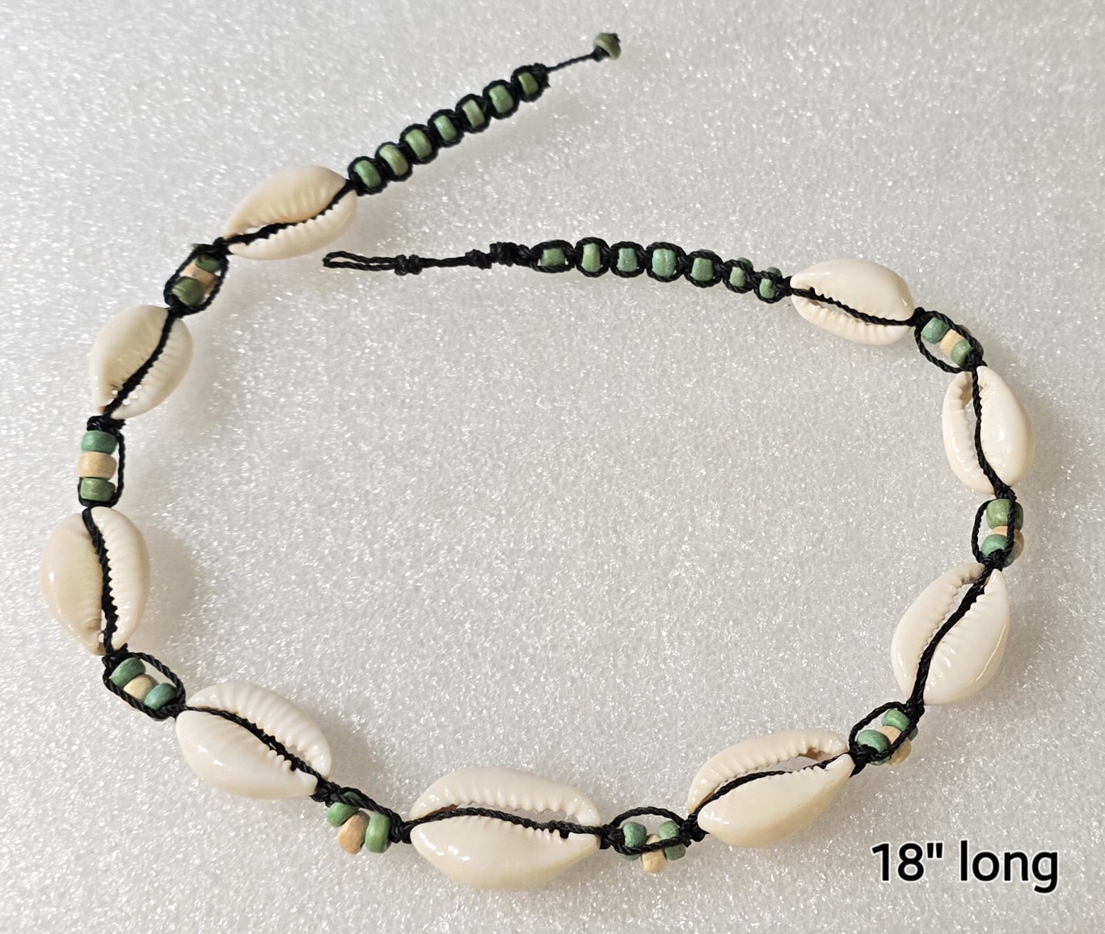 Hemp Woven Braided Beads & Shells Necklace 18″ Long