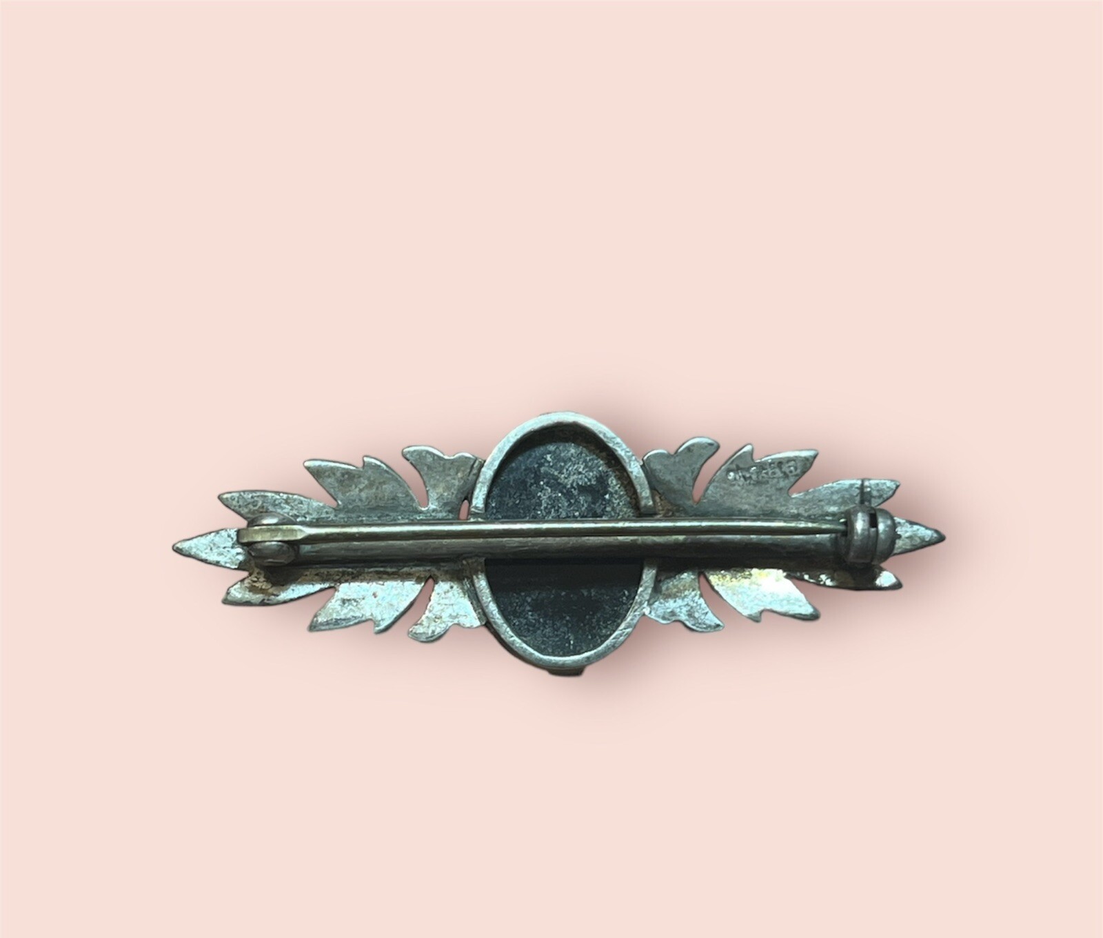 Onyx Marcasite Brooch