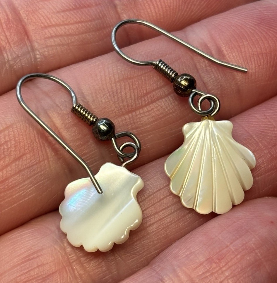 Earrings Lot MOP Shell Acrylic Hook Dangle Seashell Leaf Fish