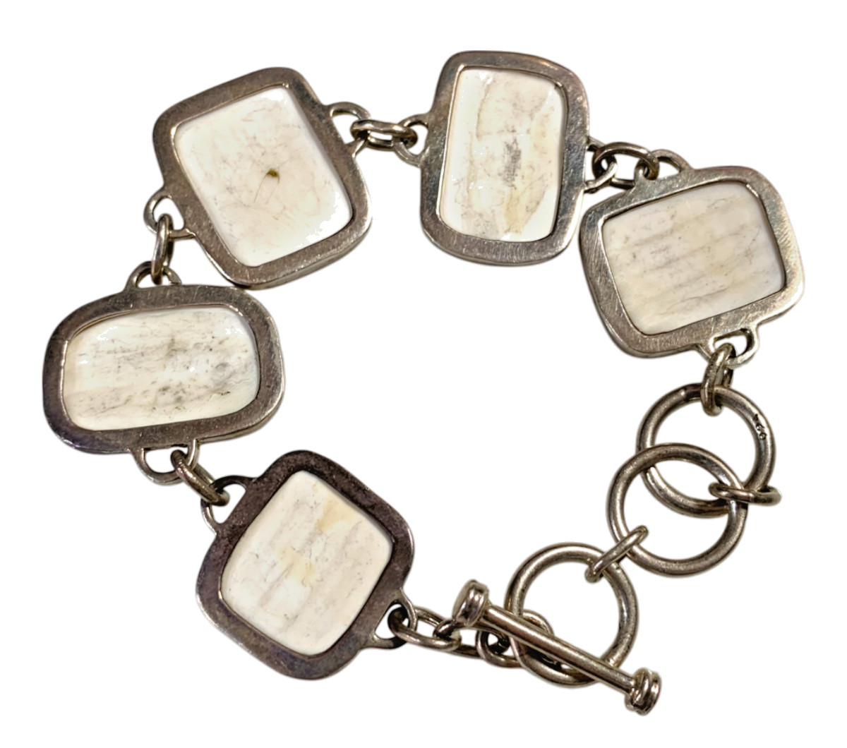 MCM Sterling Coastal Panel Bracelet Artisan Warm Golden Shell Toggle Clasp 925