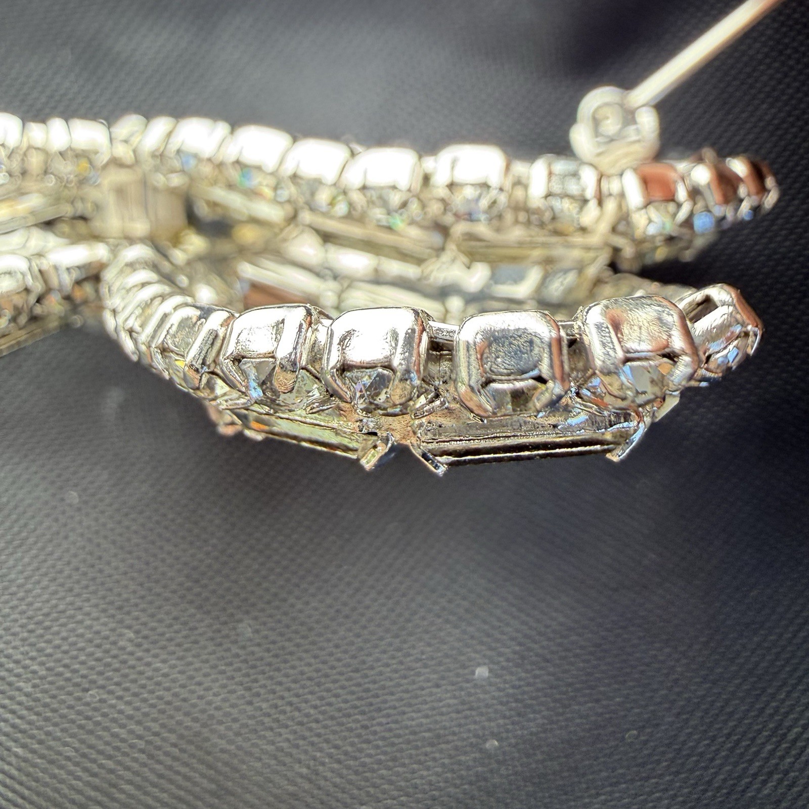 Vintage Rhinestone Bow Brooch/pin Baguette, Round And Emerald Cut Stones