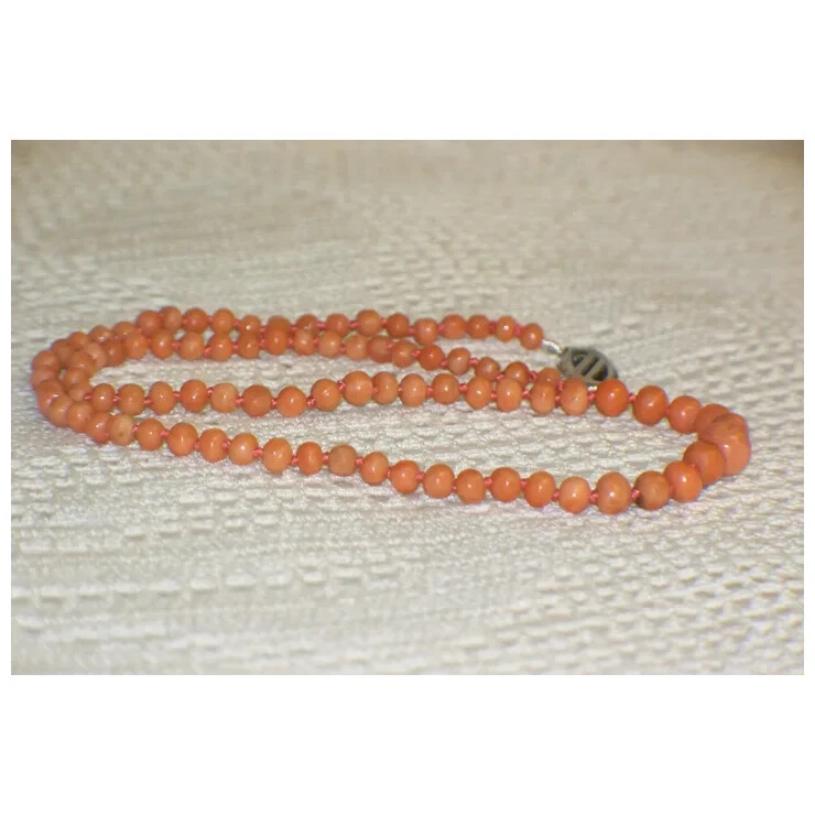 Antique Salmon color Graduated CORAL CHOKER Vintage Child Necklace 15 inch