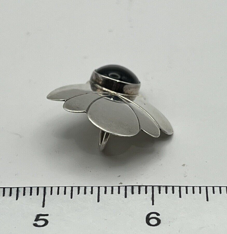 Vintage Signed Ben J. Chavez Sterling Silver and Onyx Pendant