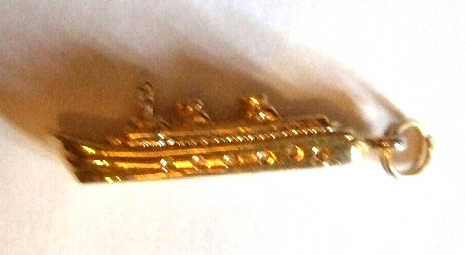 Ocean Liner Charm Gold Plated Sterling Ship Charm for Bracelet Vintage Charm