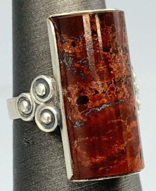 Antique Soviet/USSR/Russian Ring (S/S 875″) Natural JASPER Women’s Size 4.25