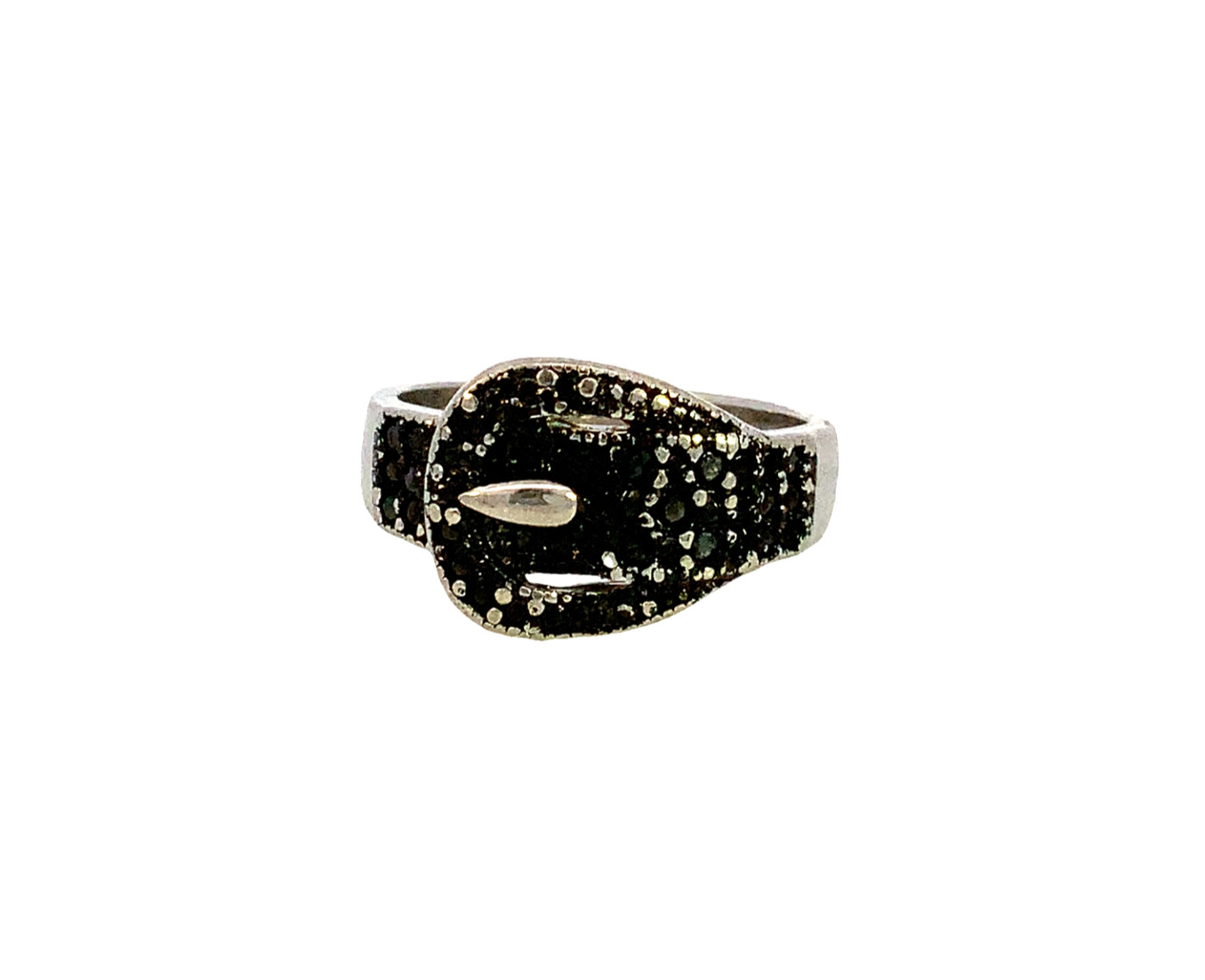 Vintage Sterling Victoria Townsend DBJ Genuine Black Diamond Belt Ring sz 7 1/4