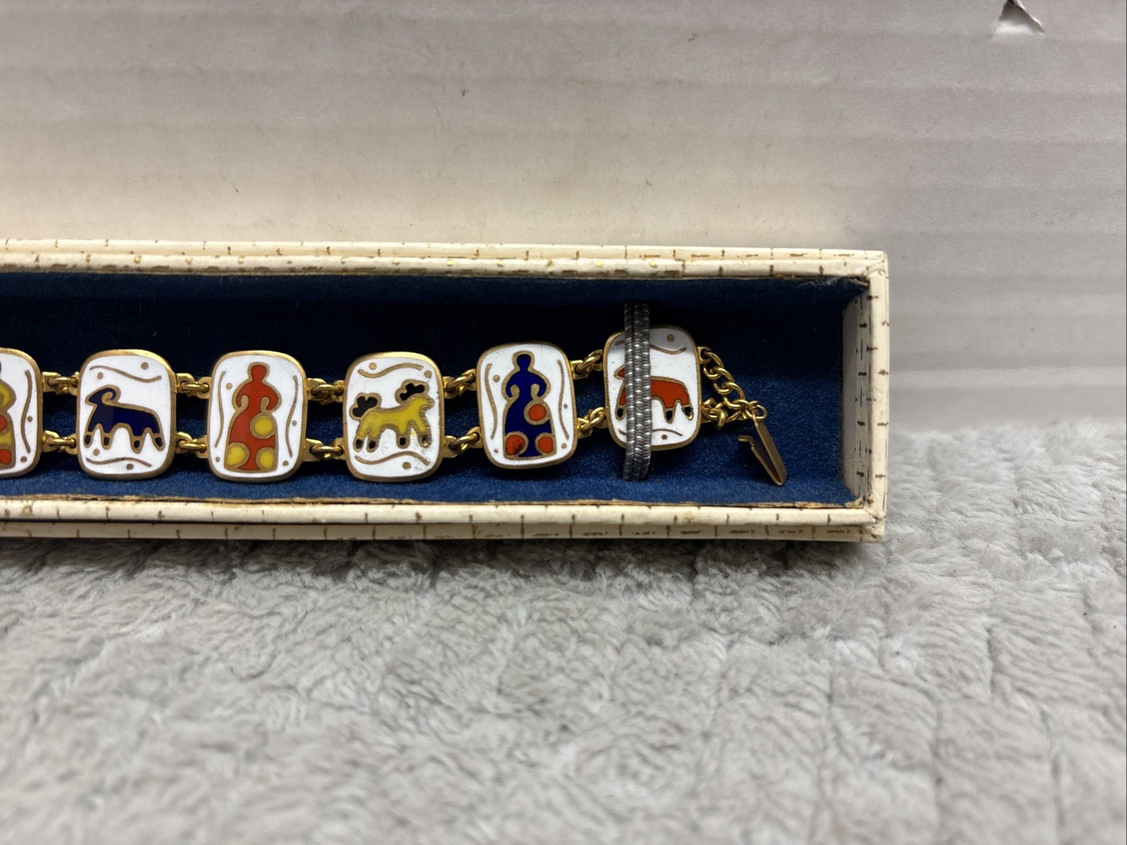 VINTAGE 1960’S LENINGRAD ENAMEL BRACELET SOVIET-ERA DYMKOVSKAYA