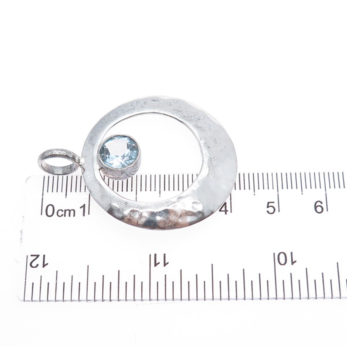 DOMINIQUE DINOUART Sterling Silver Vintage Mexico Blue Topaz Crescent Pendant
