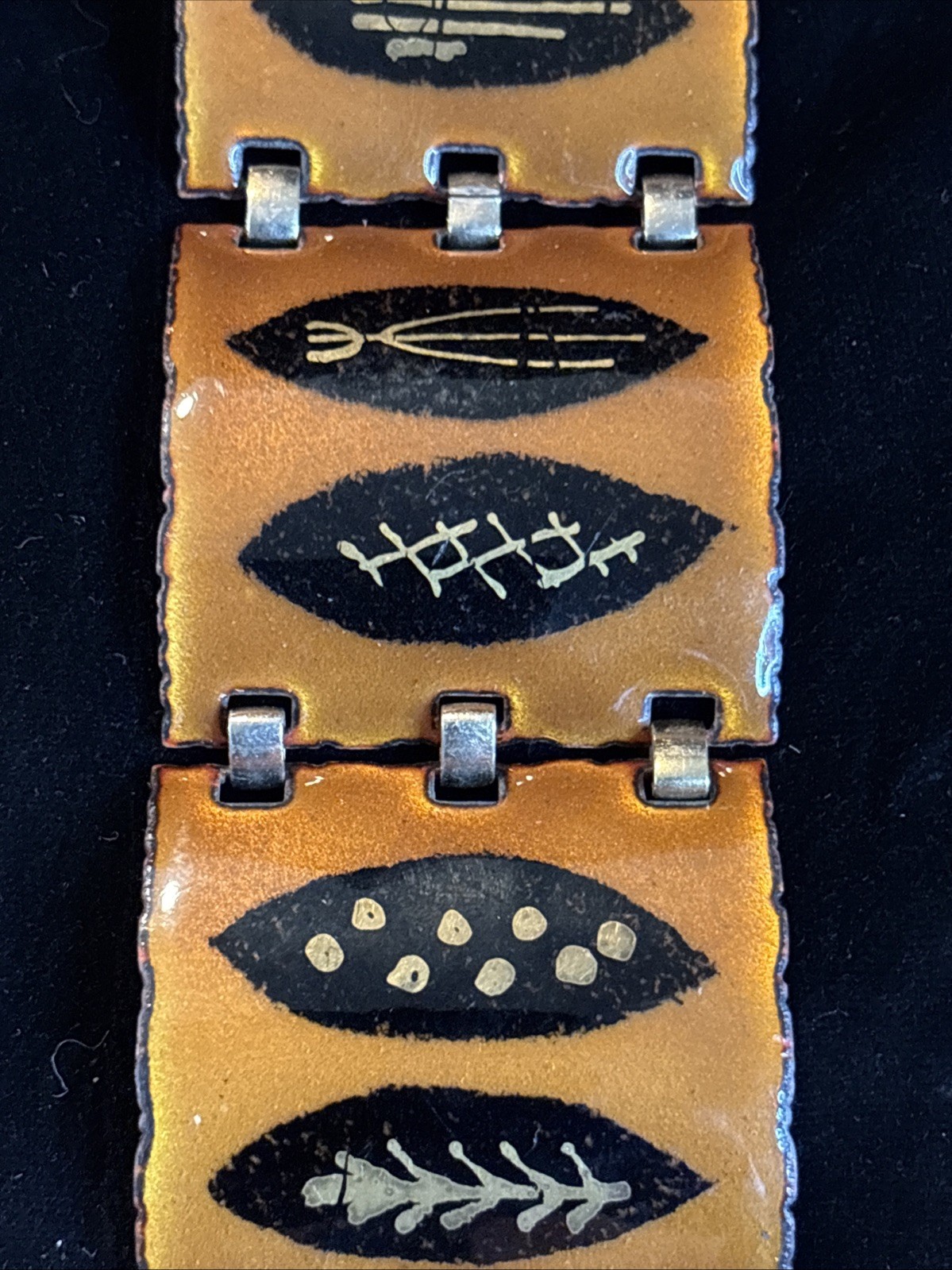 Vintage Copper Statement Bracelet! Enamel Over Copper 7”x2”