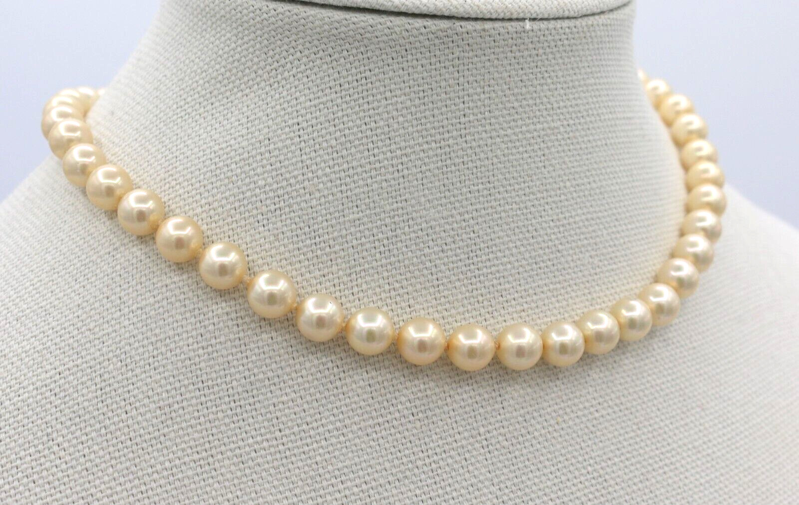 Vintage 14k White Gold Clasp Faux Pearl Knotted Necklace 15”