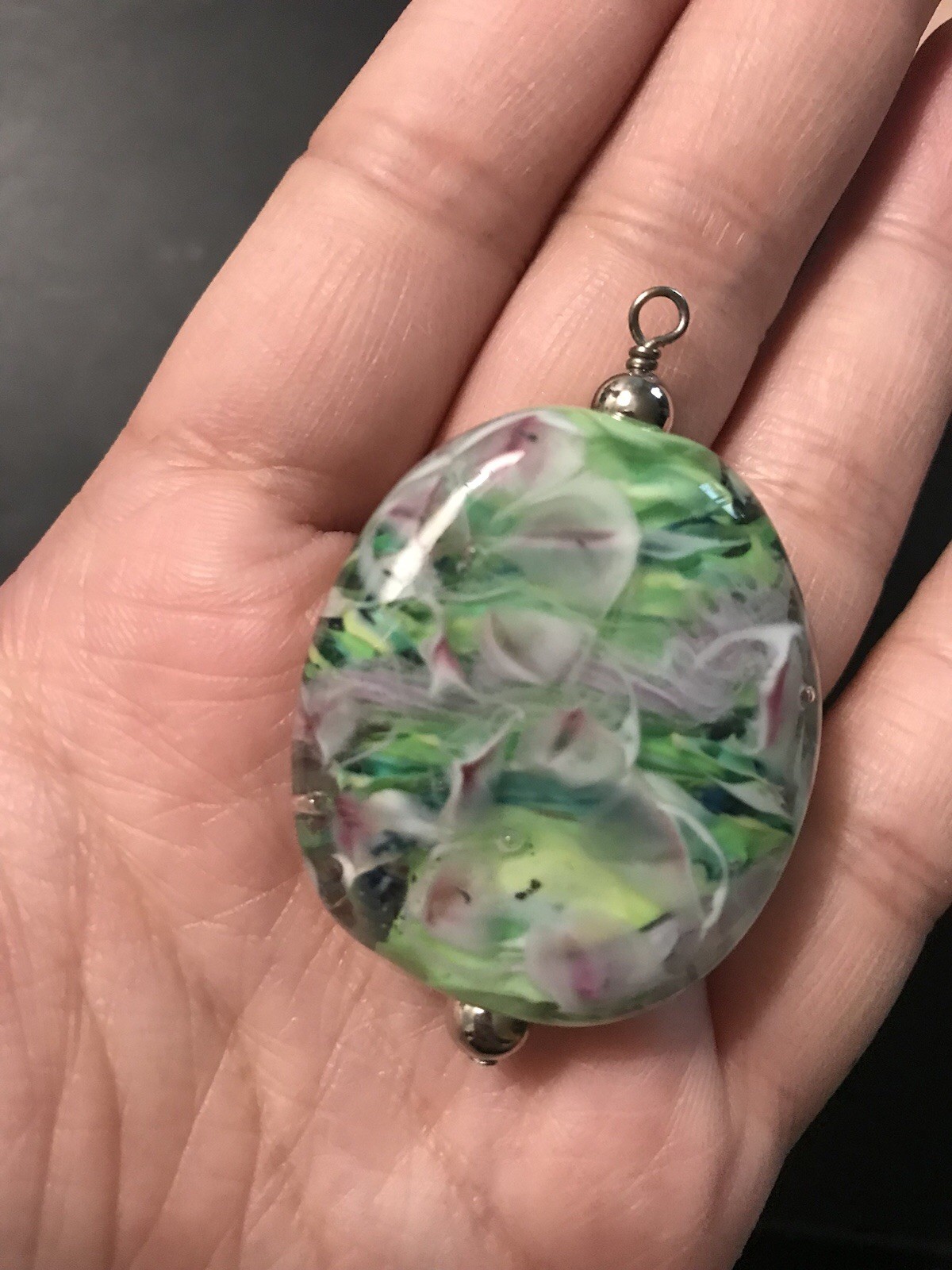 vintage green pendant mixed metal gem millefiori murano glass clover charm lot