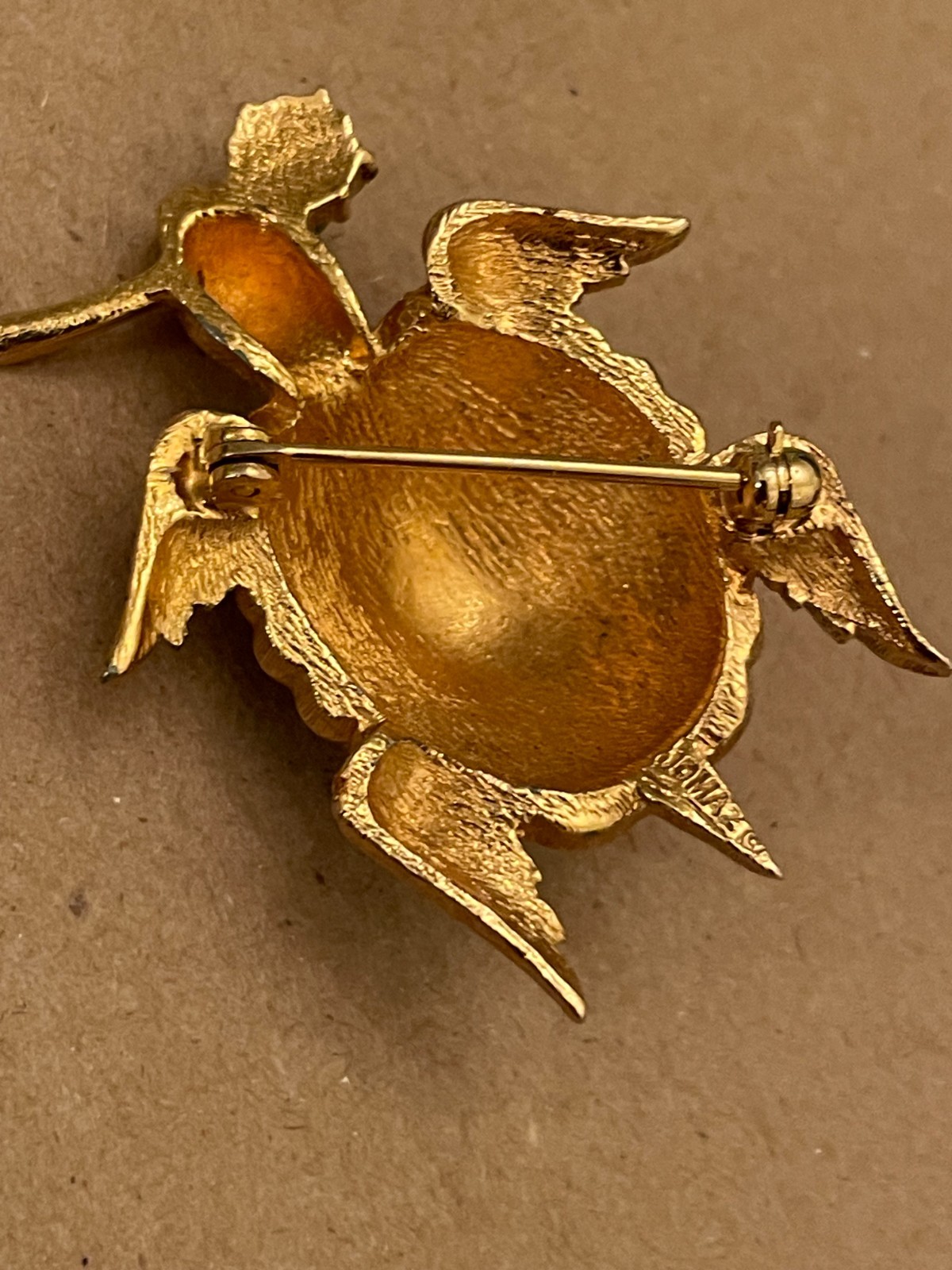 Vintage Jomaz Green Enamel Figural Turtle Brooch, Excellent Condition, signed