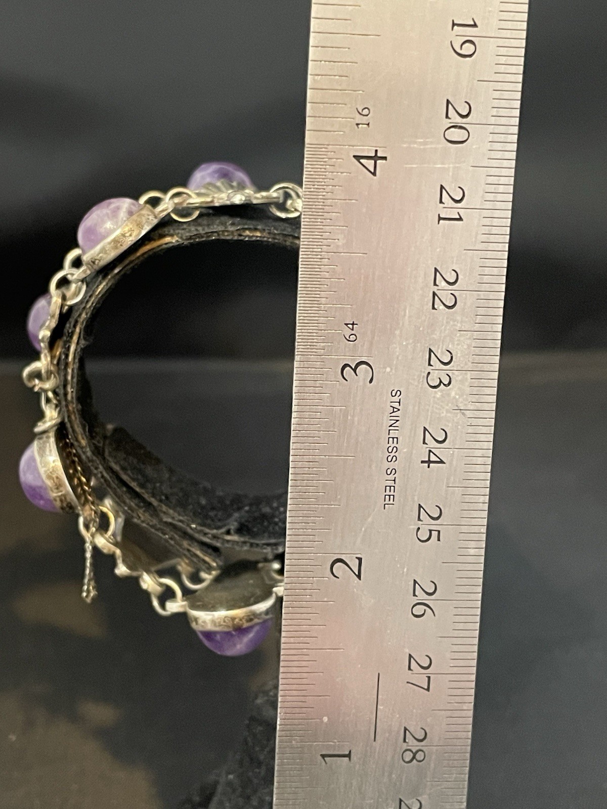 Los Castillo, Taxco Amethyst Bracelet Sterling Silver Mexico 32.3 dwt / 51.1 g