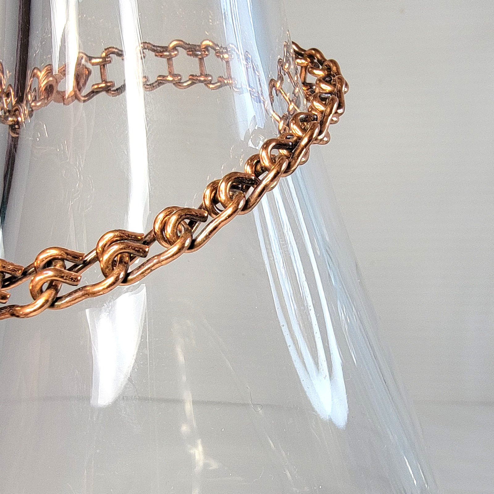 Vintage Solid Copper Double Link Ladder Chain Bracelet 8″ Sister Hook Clasp 14g