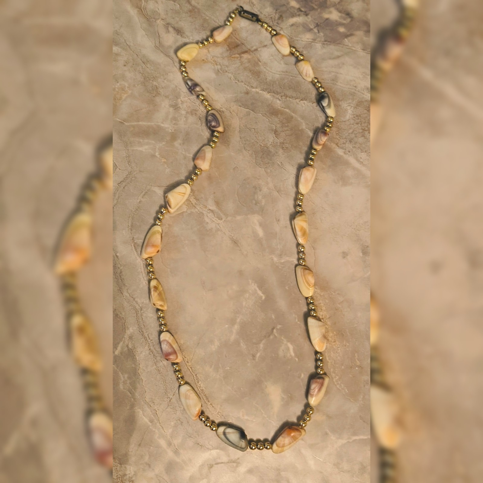 Vintage Pastel Ocean Beach Seashell Bead Necklace Japan Spring Summer