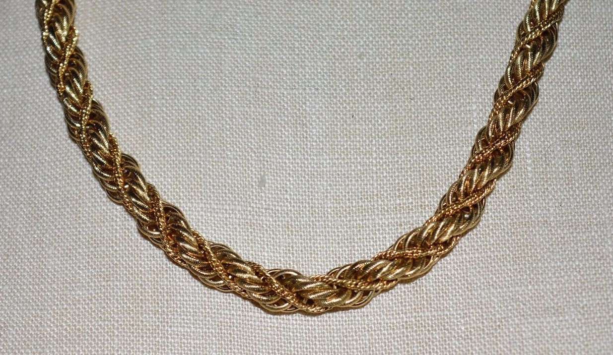 VTG MONET Gold Tone Coil Choker Necklace 5/16 inch wide 23.5″ in length