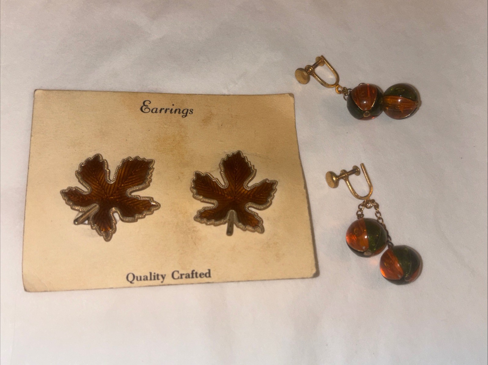 Mixed Huge Vtg Costume Jewelry Lot Orange, Amber, Yellow, Coral Colored Jewelry