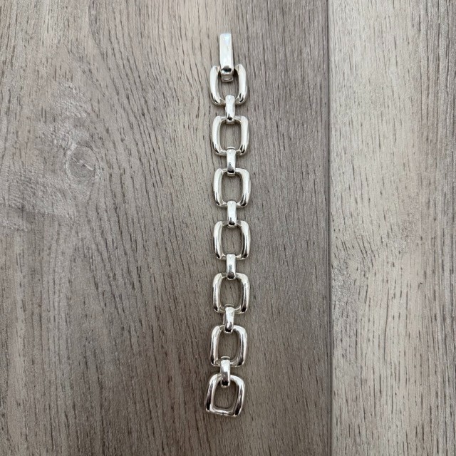 VTG Chunky Sterling Silver Geometric Link Bracelet 925 Heavy Modernist 44g