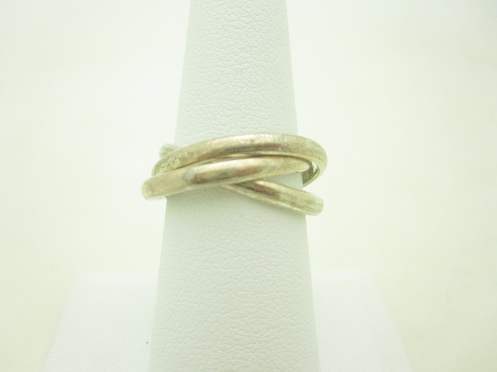 SU Mexico Sterling Silver Interlocking Smooth Rings Size 8