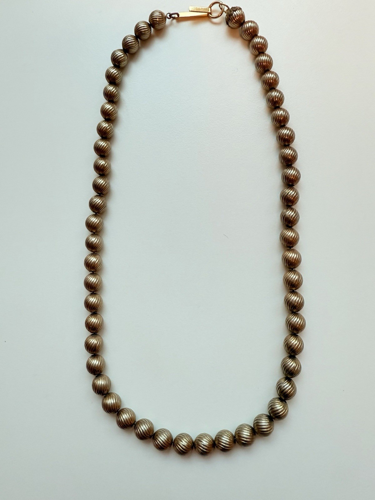 Vintage Ball and Chain Gold Textured Bead Necklace (3016)