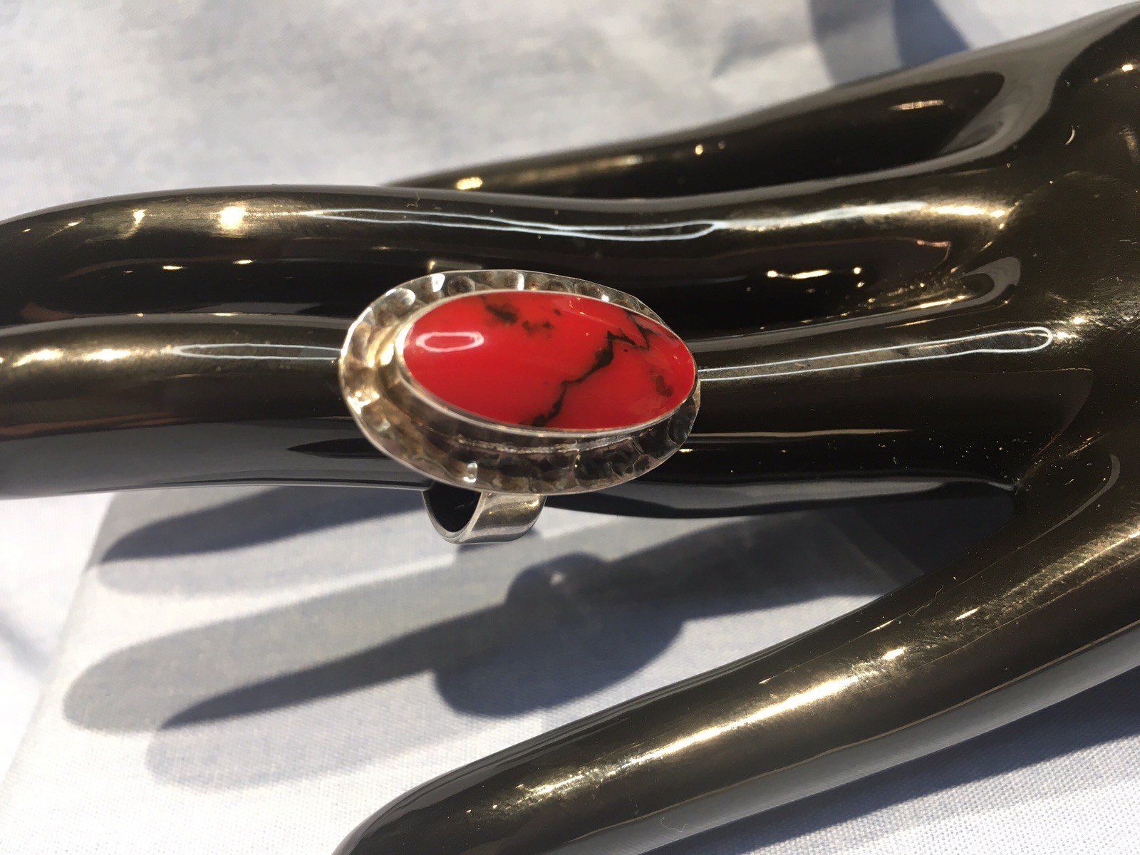 Vintage Sterling 925 Red Jasper Mexico ATI Size 7