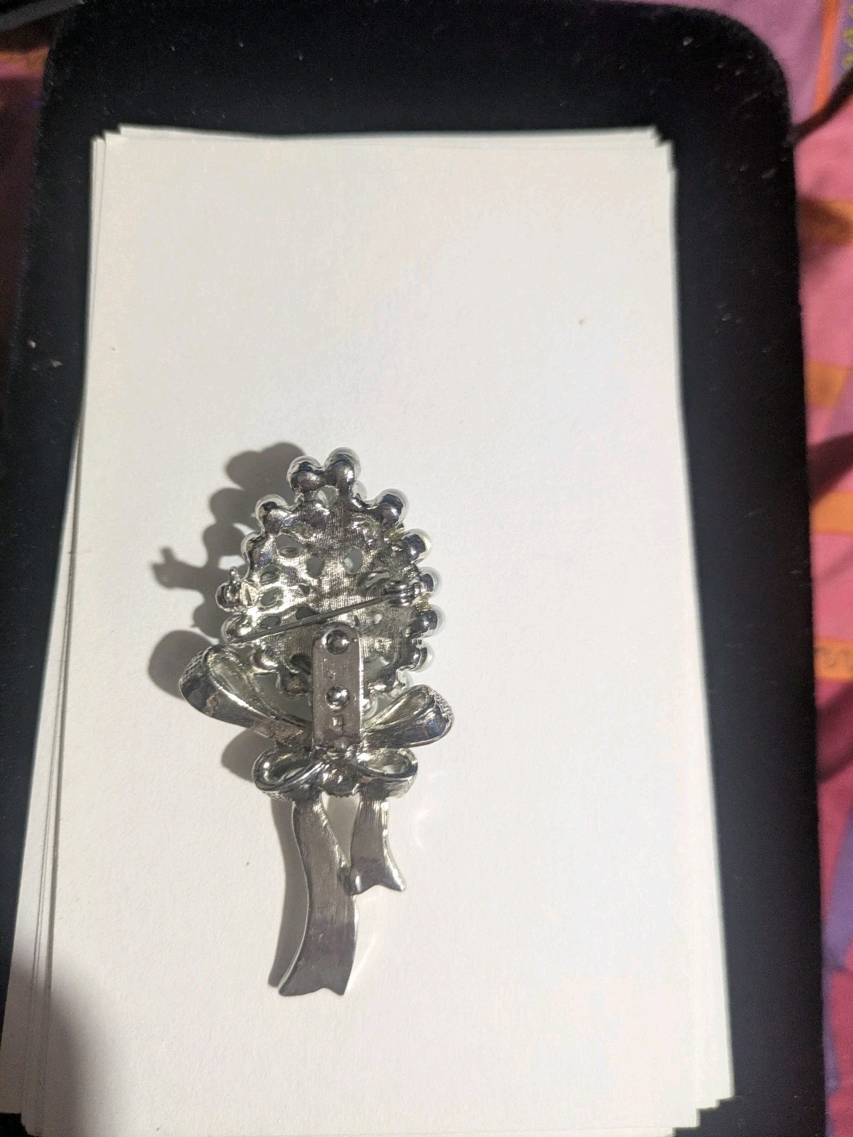 Beautiful Silver And Pearl Bouquet Of Flowers Brooch