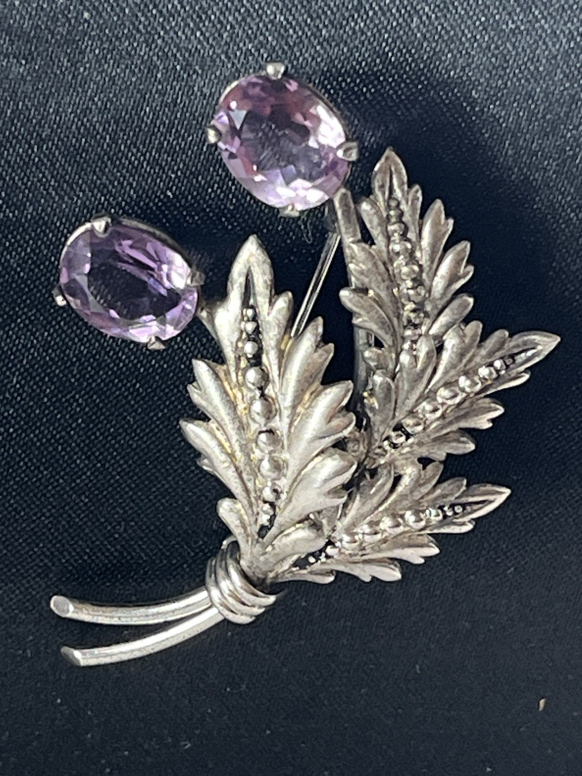 Vintage Binder Bros Sterling Silver Amethyst Floral Bouquet Pin Brooch Signed BB