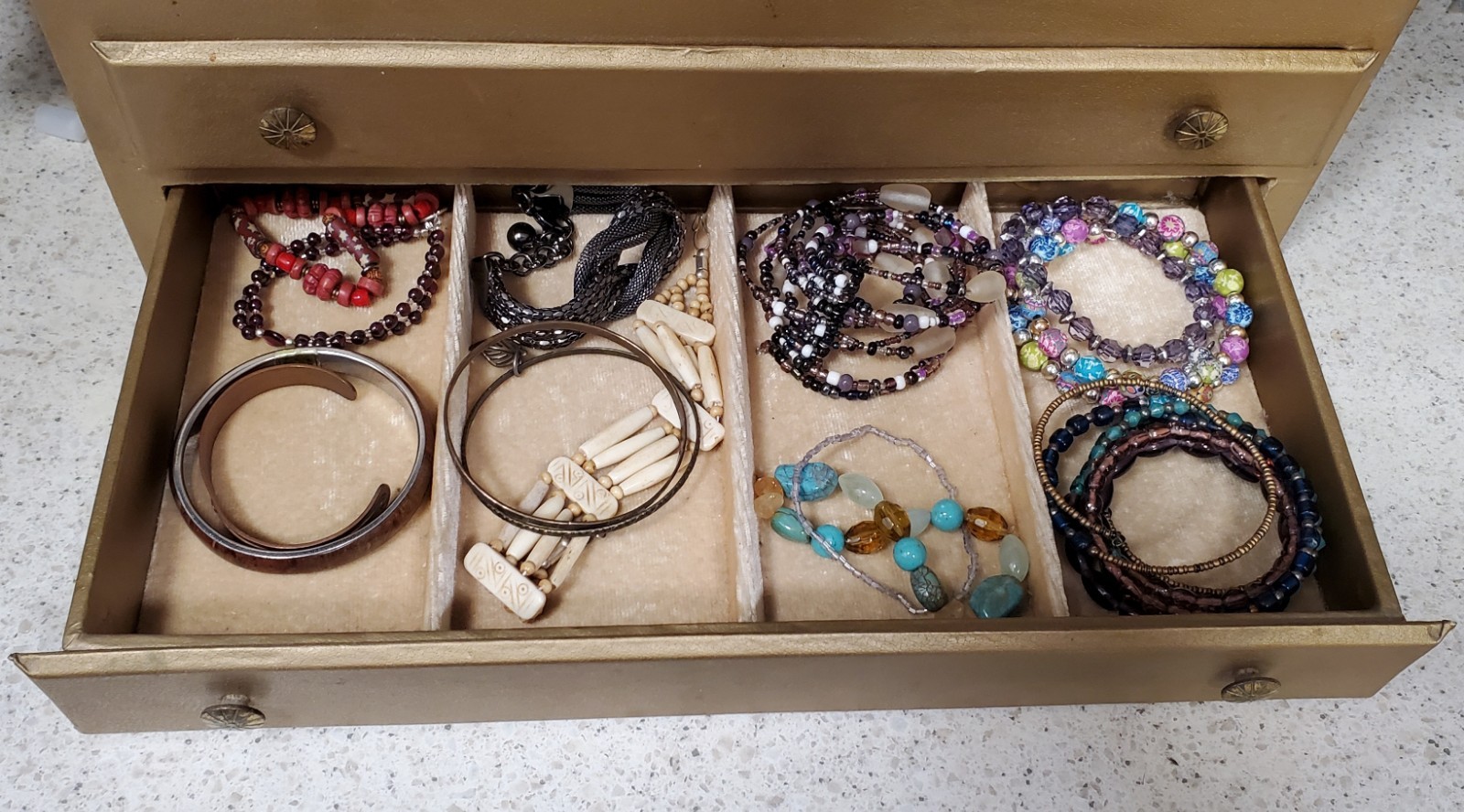 Vintage Estate Costume Jewelry Lot Retro MCM Modern Gold Silver Color (shelf)