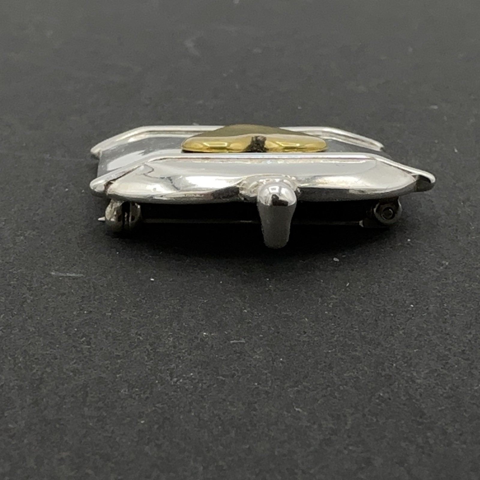 CW heart box pendant brooch – sterling silver & brass Colonial Williamsburg pin