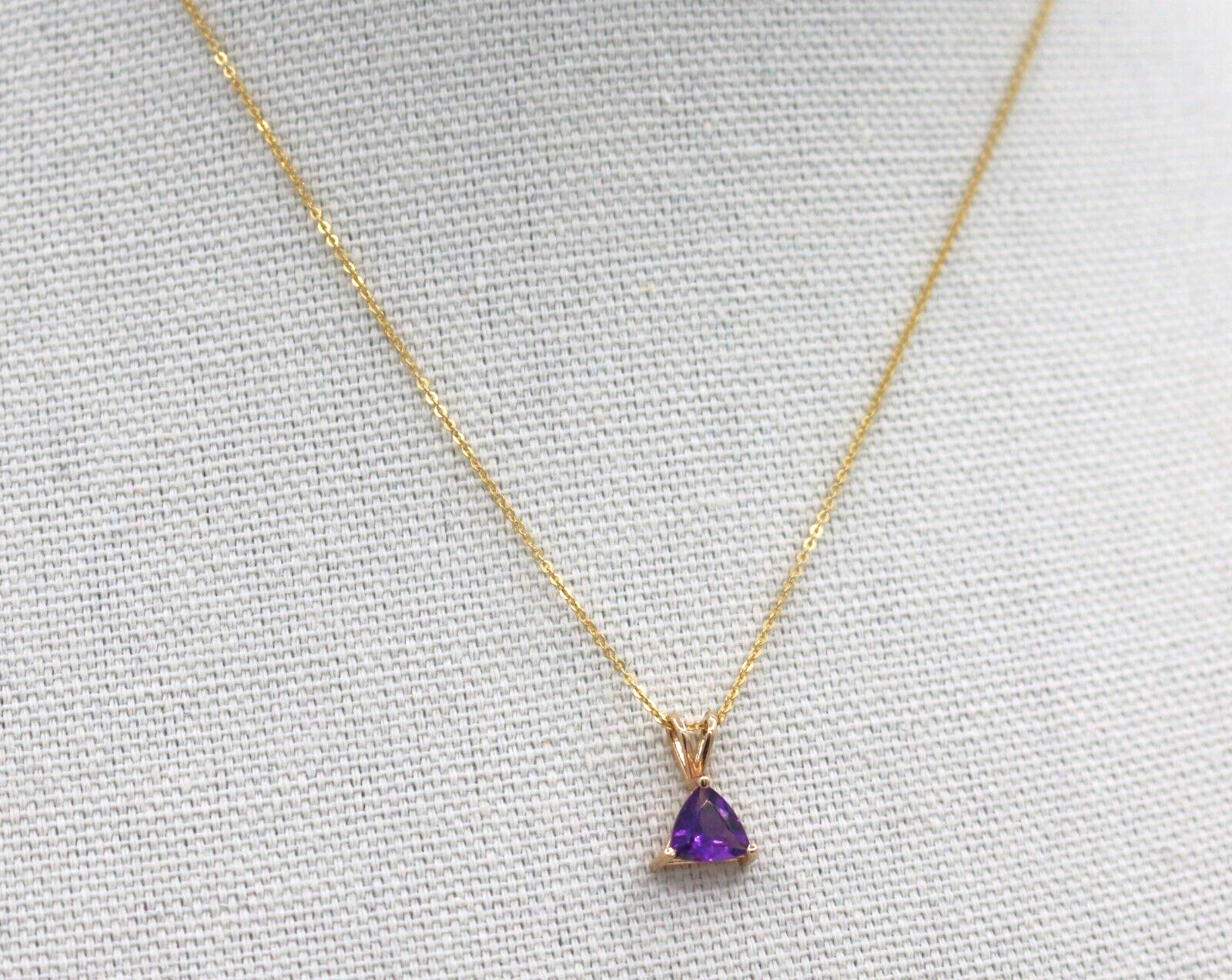 Clyde Duneier CID 14k Yellow Gold Trillion Cut Purple Amethyst Pendant Necklace