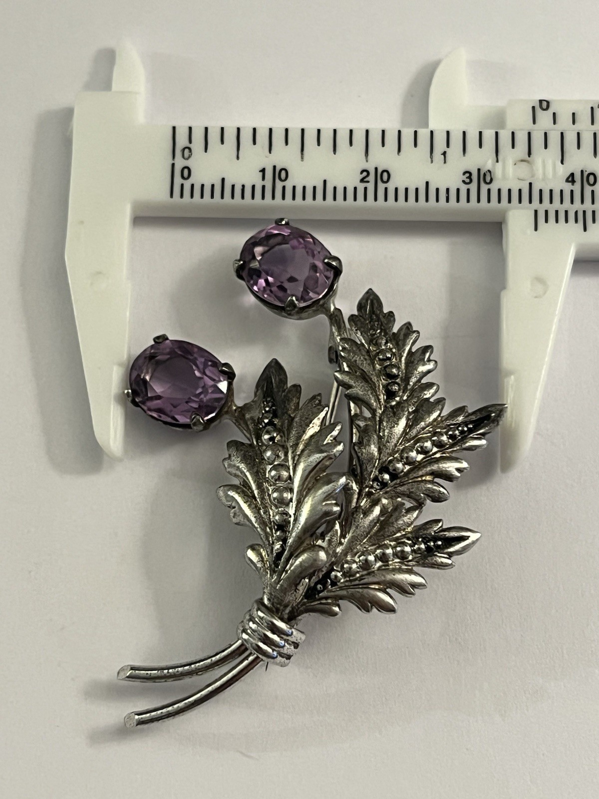 Vintage Binder Bros Sterling Silver Amethyst Floral Bouquet Pin Brooch Signed BB