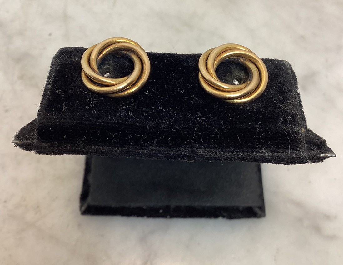 Vintage Antique 12K G.F Gold Filled Love Knot Screw Back Earrings