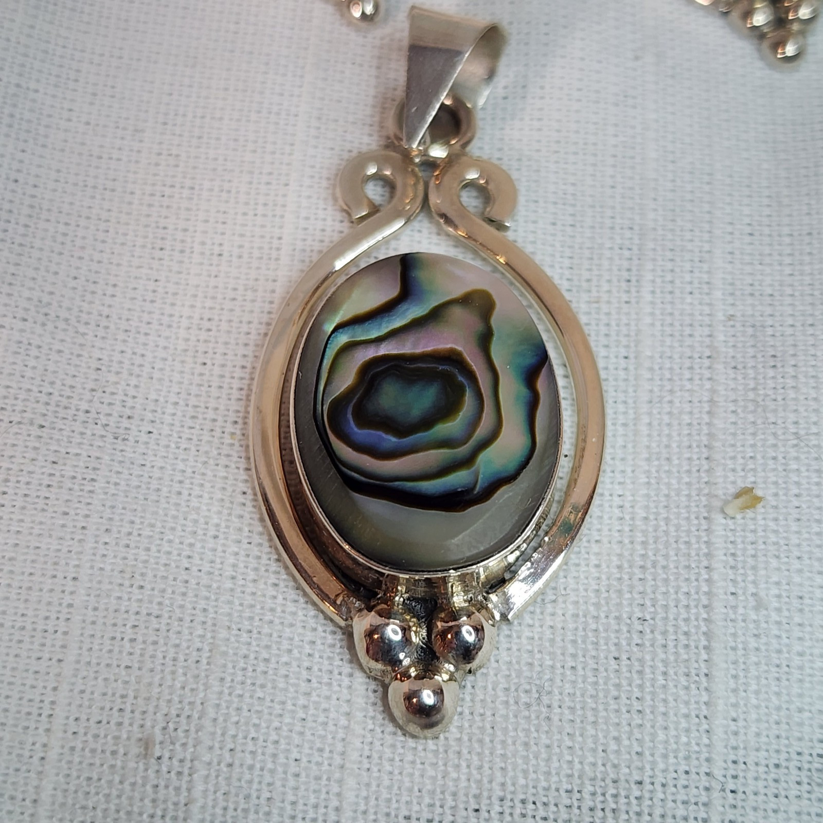 Mexico MG243, Vintage 925 Sterling Silver/Abalone, Pendant and Earrings, NICE!