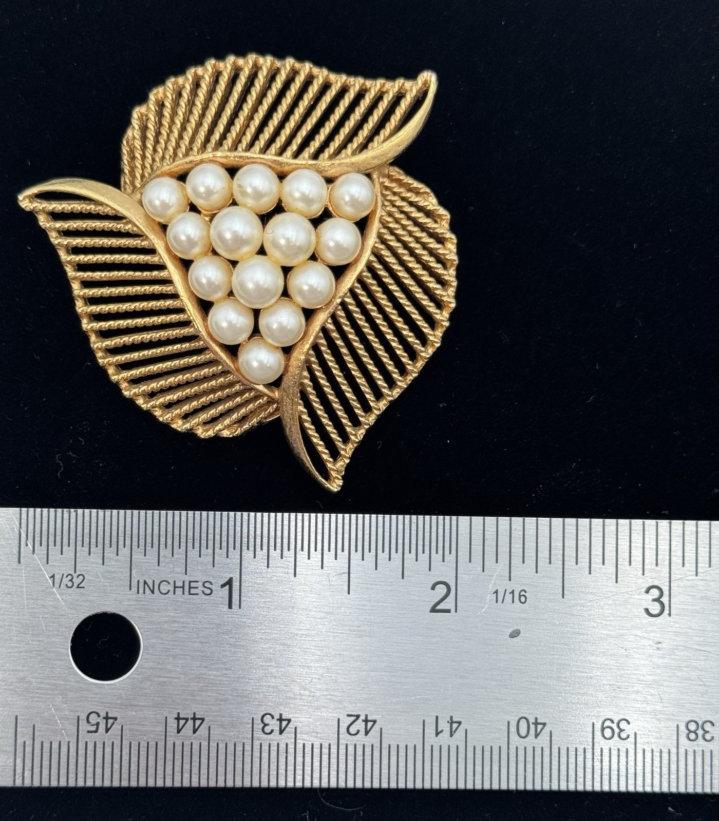 Gold Tone Lady Red Hat Enamel Pin And Gold Tone Faux Pearl Brooch Lot of 2