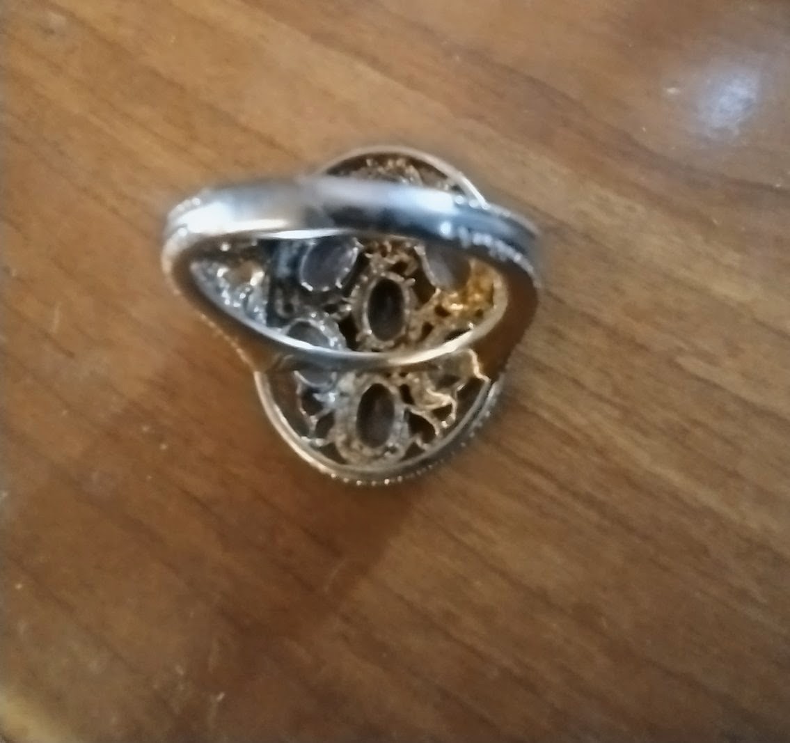 Fancy Vermeil STERLING BERYL Multi 7 OVAL stones gem – RING – Size 7.5