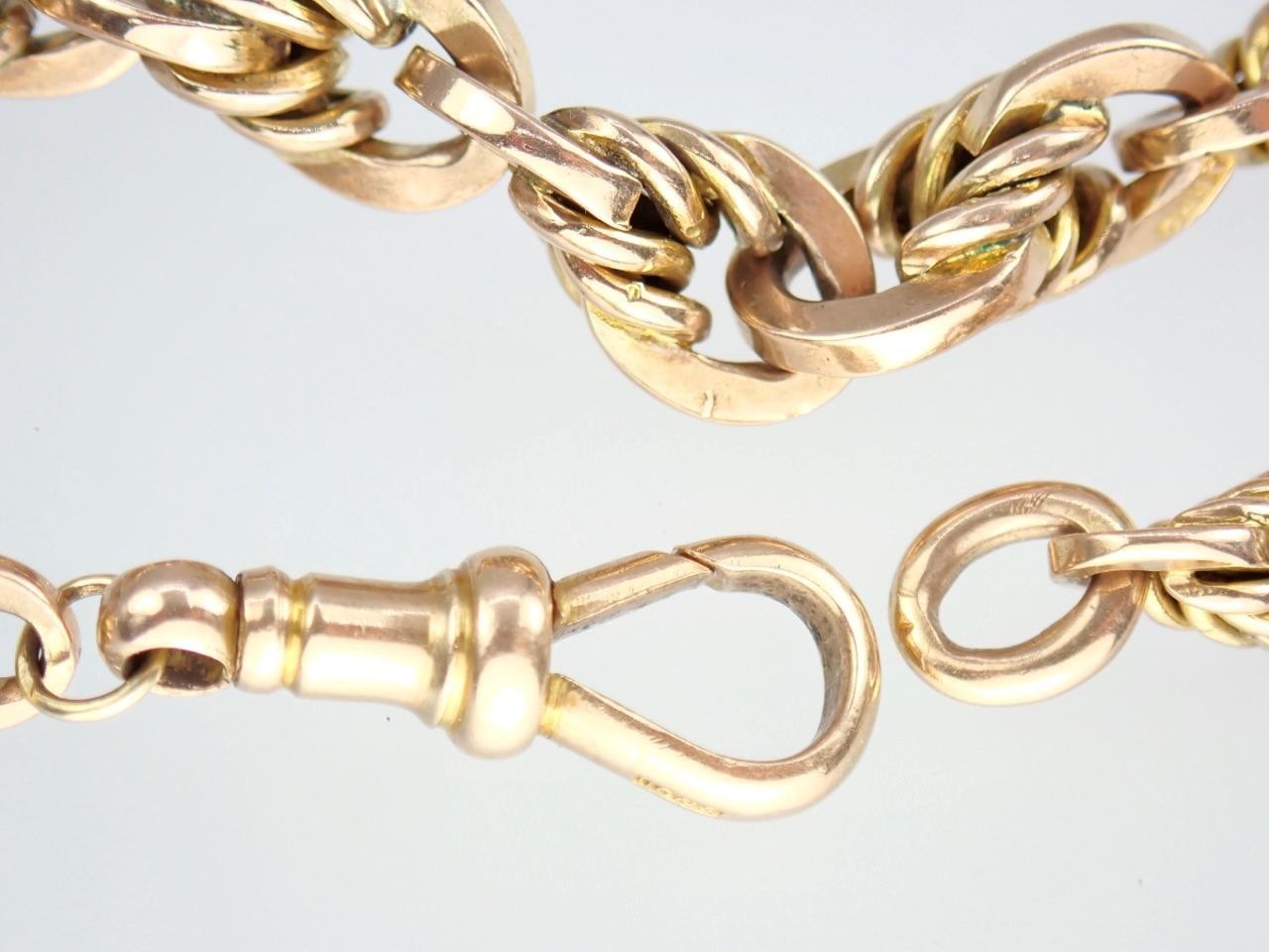 Pretty Antique Art Deco Solid 9K Rose Gold Belcher Chain Bracelet Dog Clip 21.6g