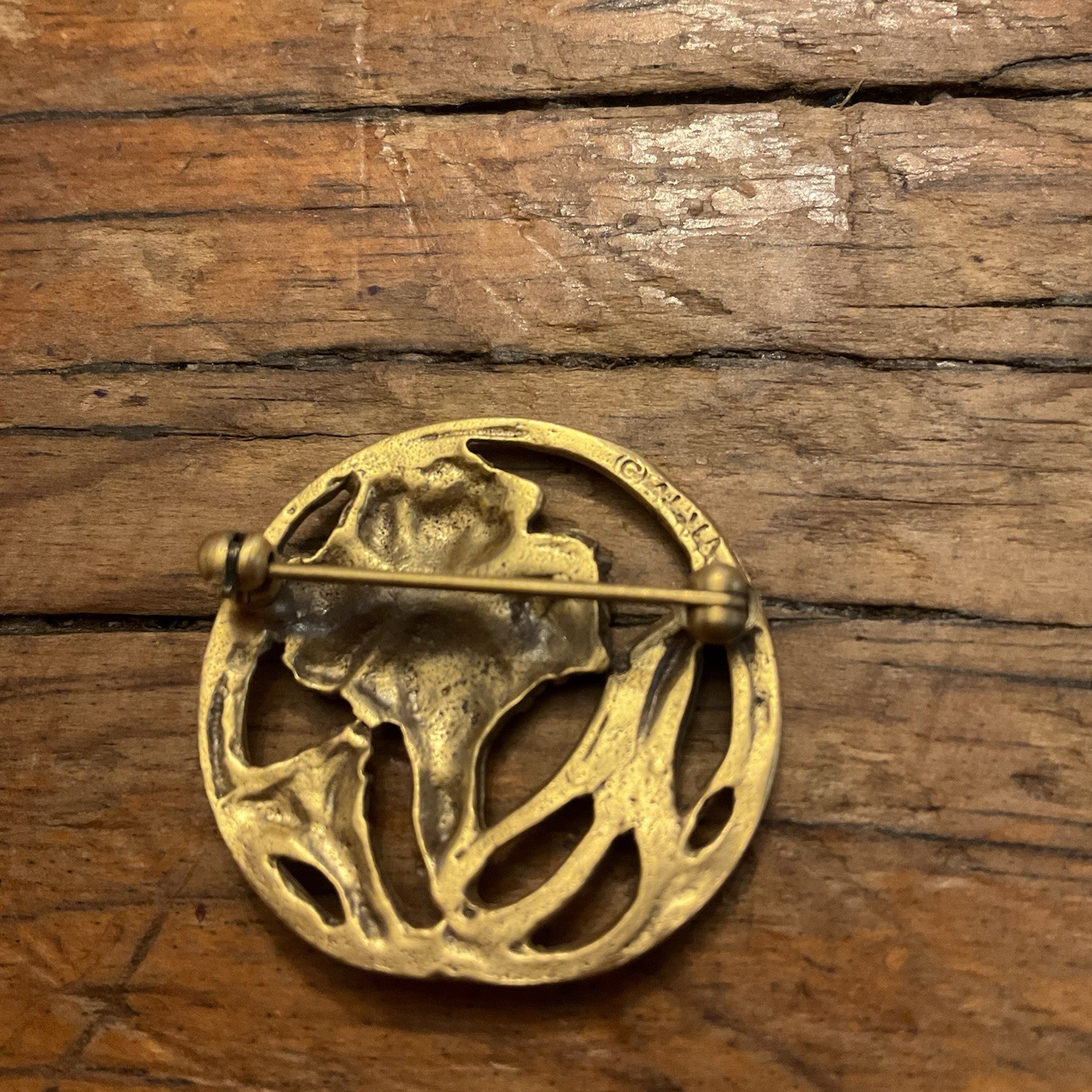 Vintage Alva Studios Floral Flower Garden Gold Tone Pin Brooch~1 1/4 Inches