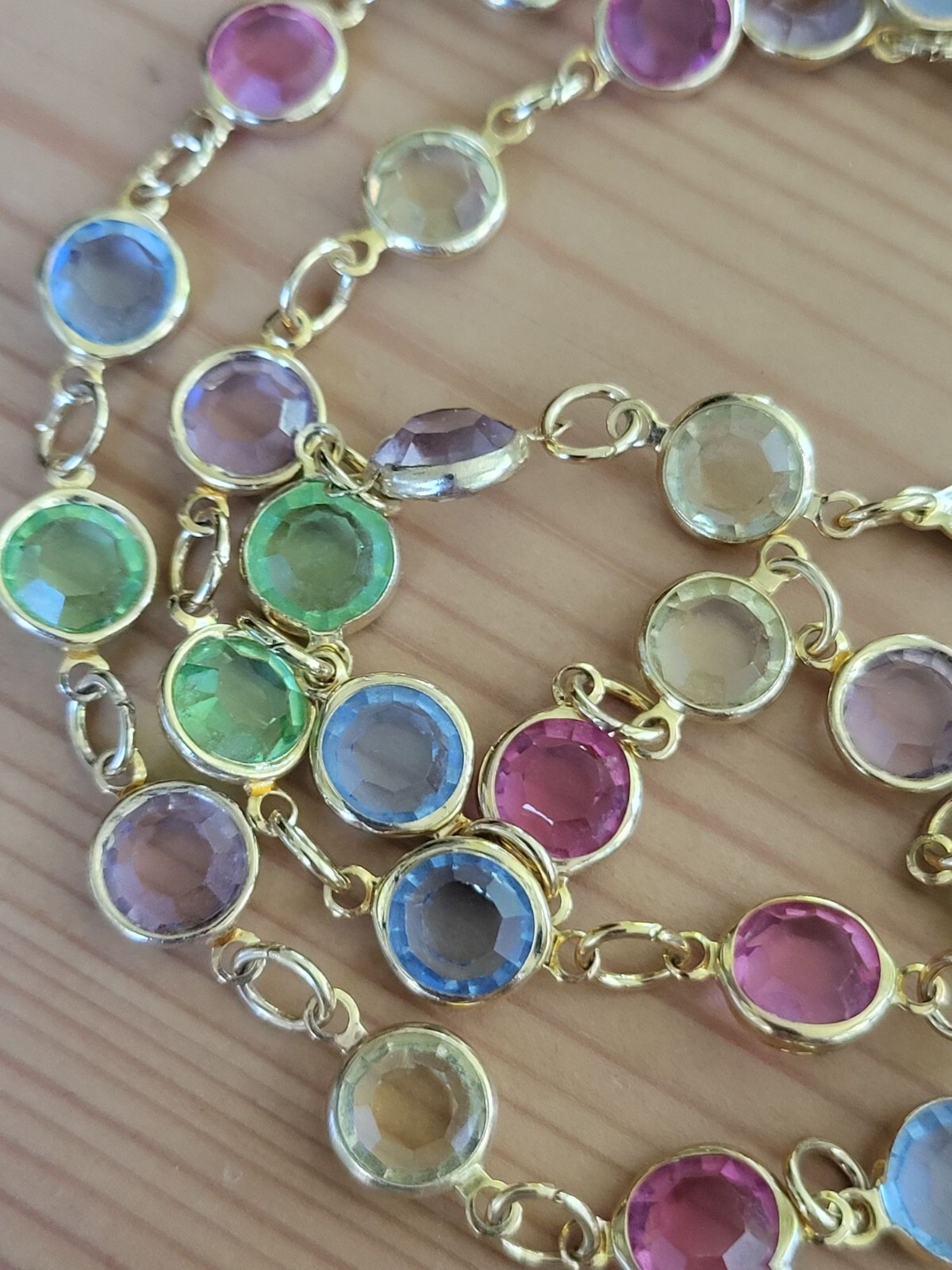 Vintage Pastel AUSTRIAN Crystal USA Bezel Set Crystals Necklace