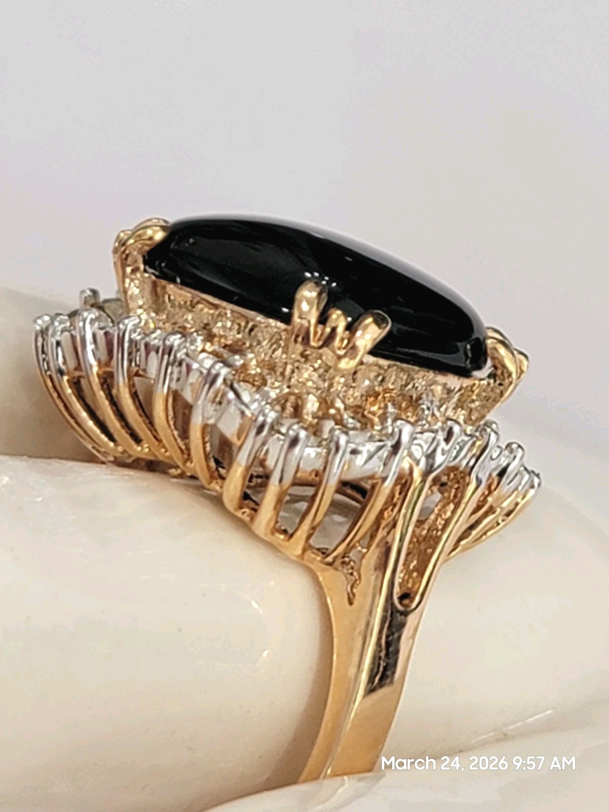 Unworn Vintage Merlite 14K Dura-Klad Gold Electroplate Cocktail Ring SIZE 9