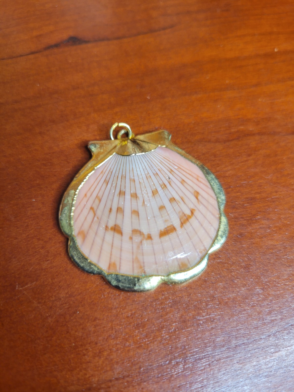 Natural Sea Shell Gold Trim Pendant