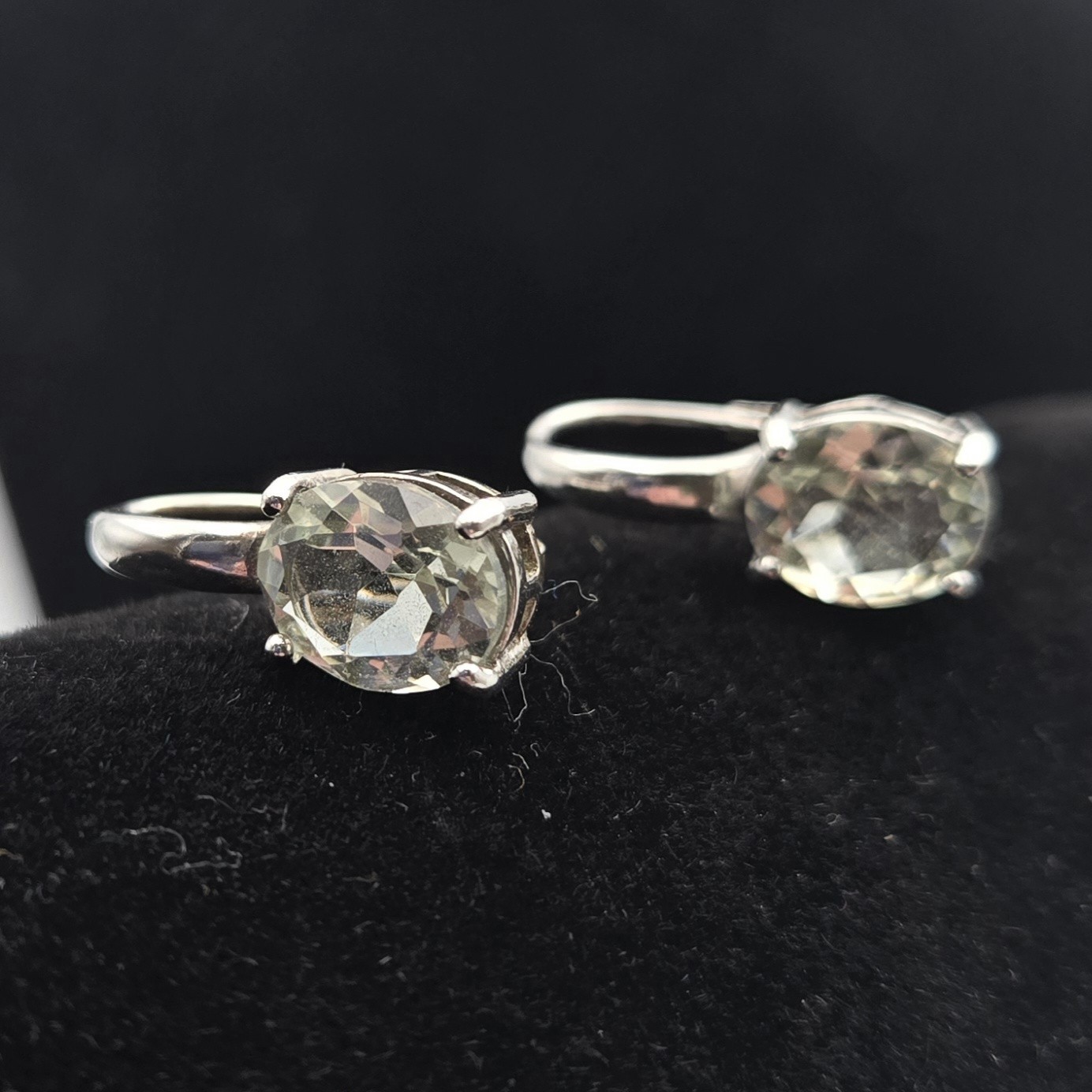 DBJ Dee Berkley Sterling Silver 925 Faceted Oval Lt Green Stone Earrings