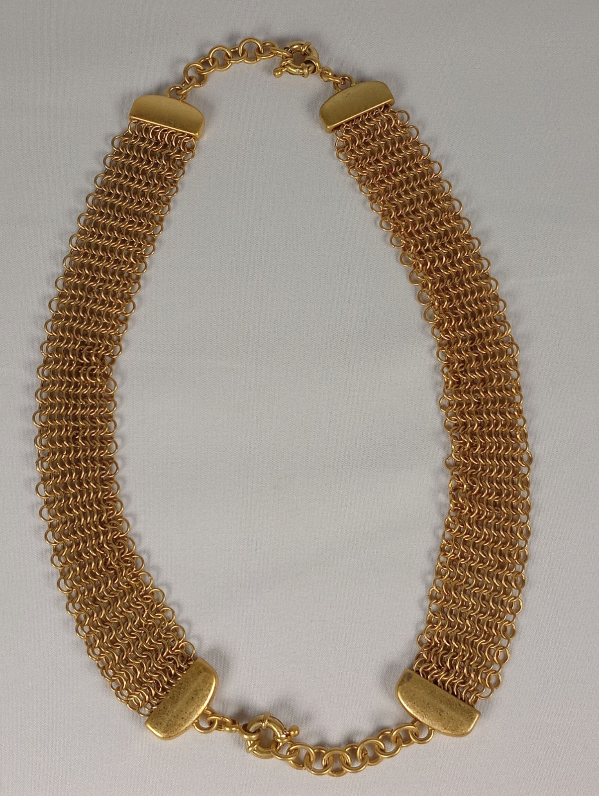 Vintage Gold Tone Mesh Convertible Necklace Bracelet Set Modular Jewelry