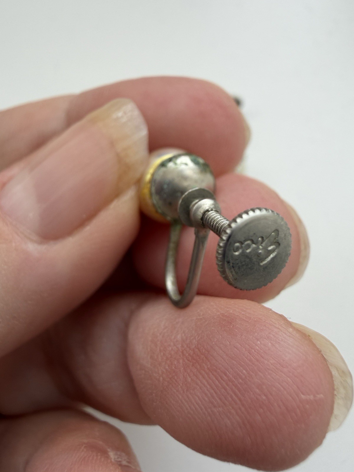 VTG EVCO Pearl Screw Back Earrings Silver Tone MCM Old Money Wedding 50s Retro