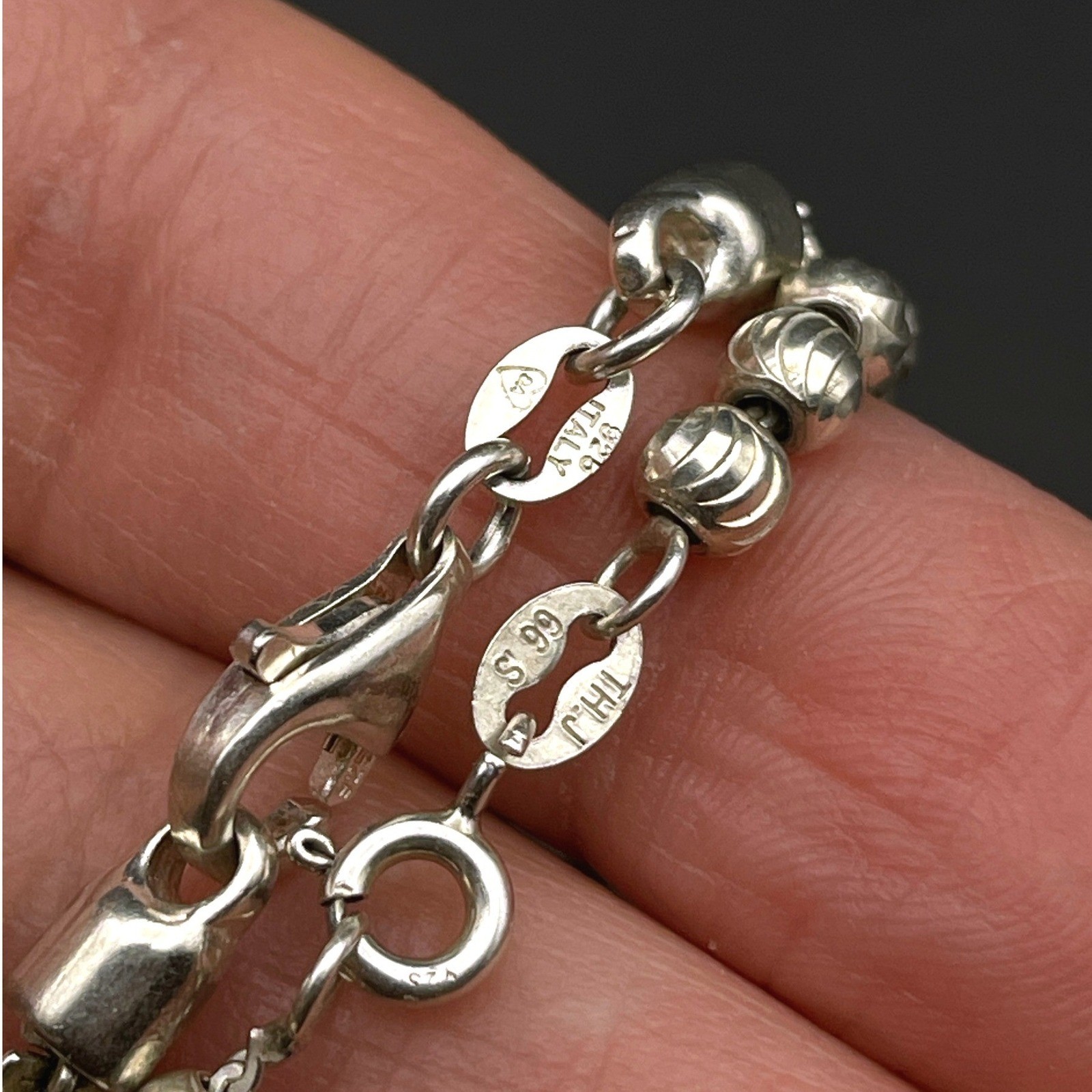 Sterling Silver Bracelet Stack Bundle Twist Chain Beaded Chain Lot