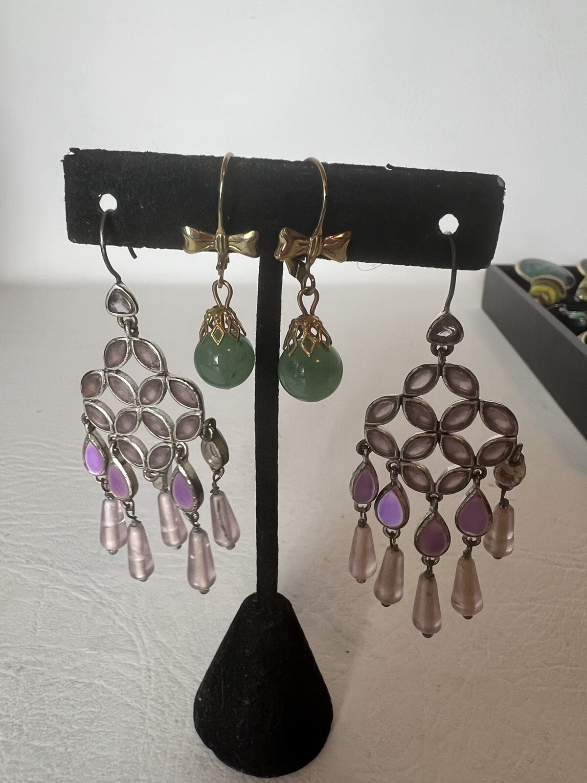 Lot Of Vintage Fashion Earrings 47 Pairs Of Drop Dangle Pierced Enamel