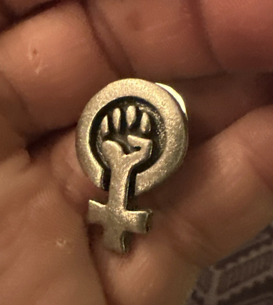 Clift Small Pin Power Of The Vote! Fist Cross Brushed Nickel Resist Stand Up Now