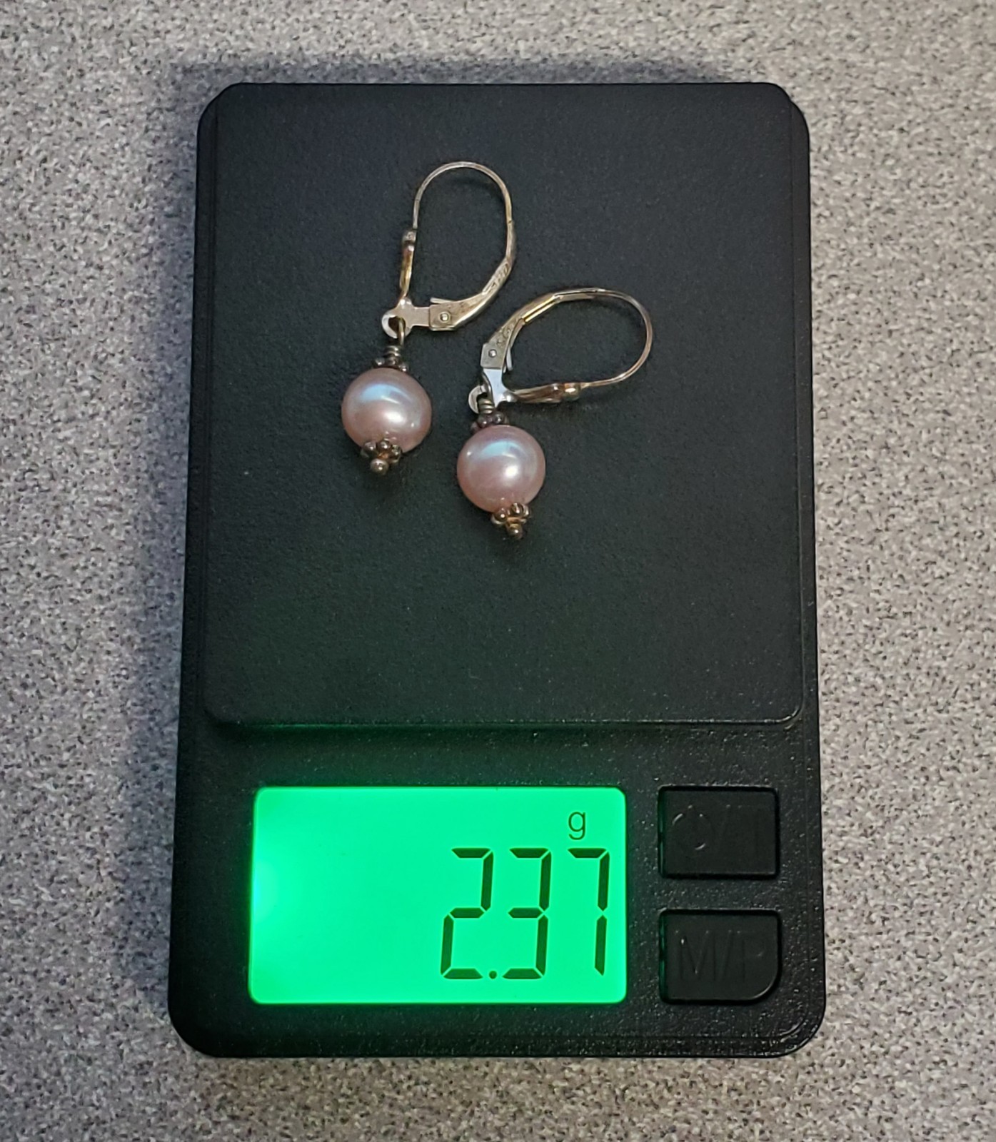 VTG 925 Pink Pearl Dangle Earrings 1.25in Drop Sterling Silver 2.3g Blush Estate